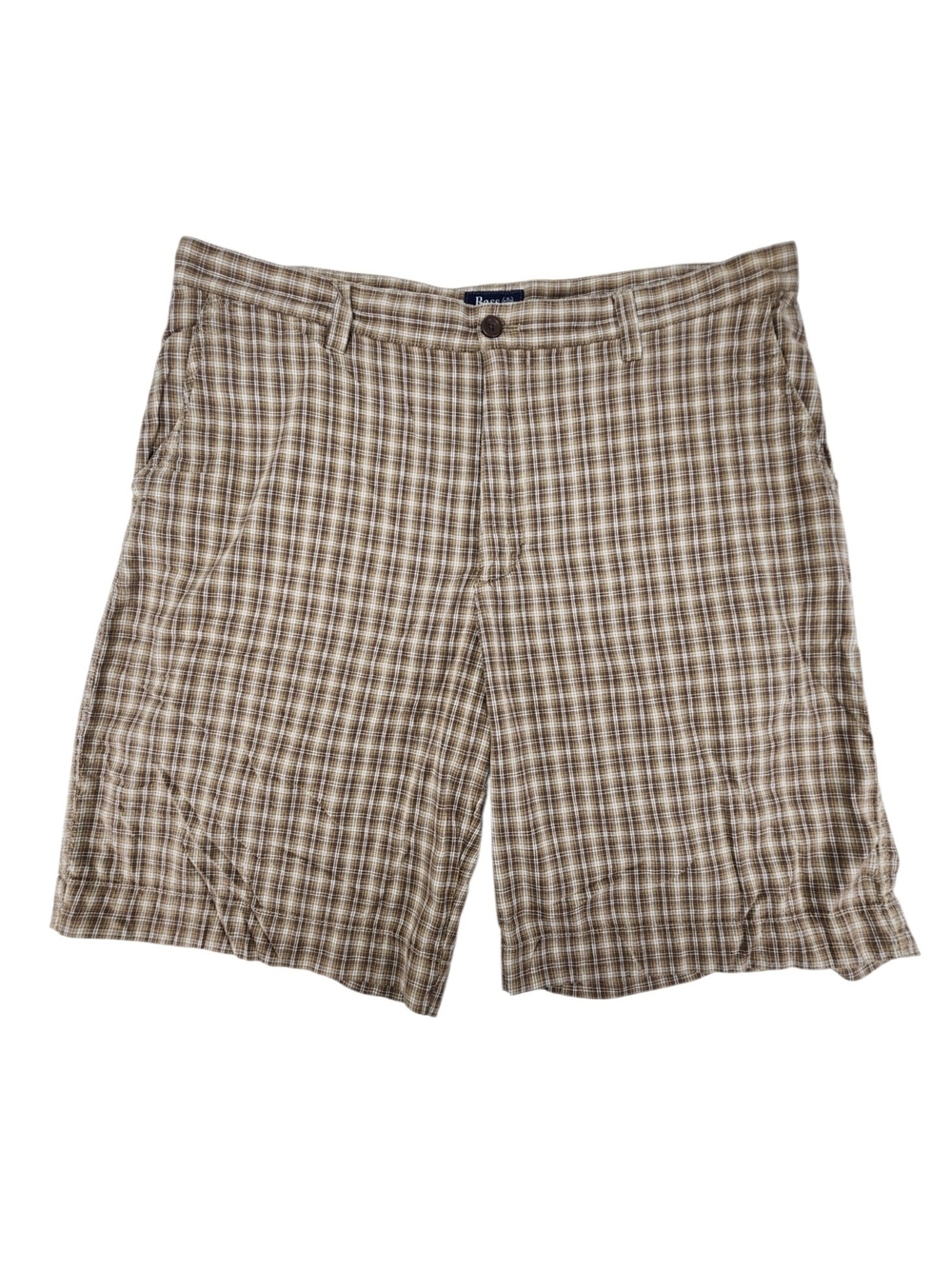 Bass G.H. Bass Men's Plaid Shorts Size 38 Brown Tan 100% Cotton Grandpacore